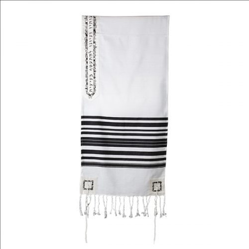 Yair Emanuel Woven Tallit w/ Stripes-Jerusalem Atara-Black